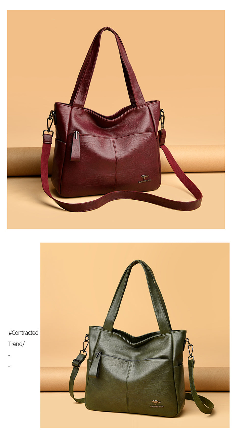 Leather Top Handle Bags Female Shoulder Sac