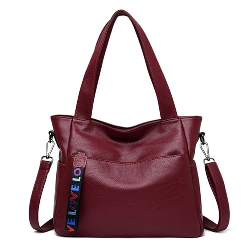 Leather Top Handle Bags Female Shoulder Sac