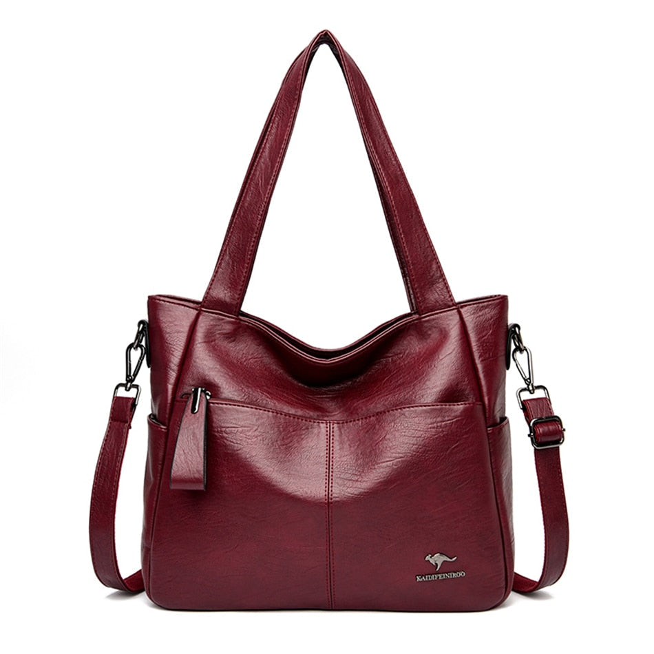 Leather Top Handle Bags Female Shoulder Sac